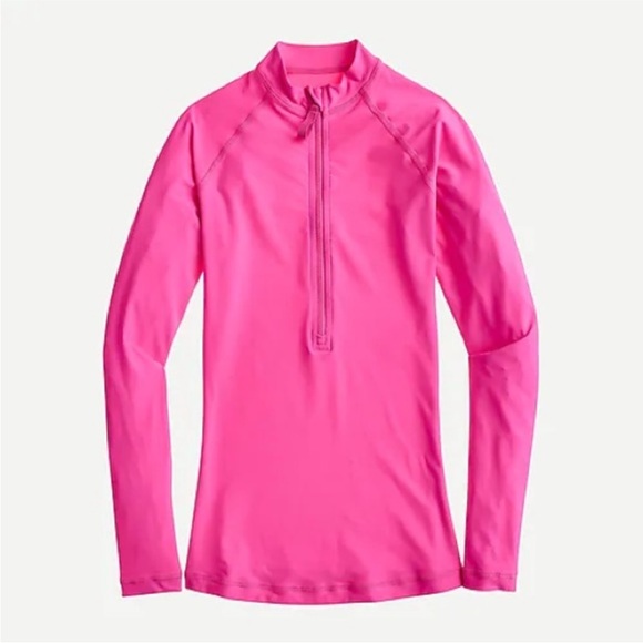 J. Crew Solid Long-sleeve Rash Guard in Neon Flamingo size Medium - Picture 3 of 12